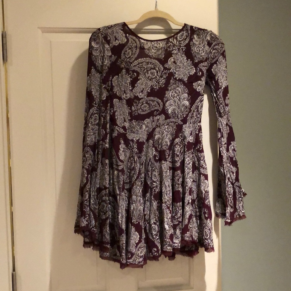 paisley bell sleeve mini